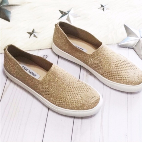 steve madden gold slip ons